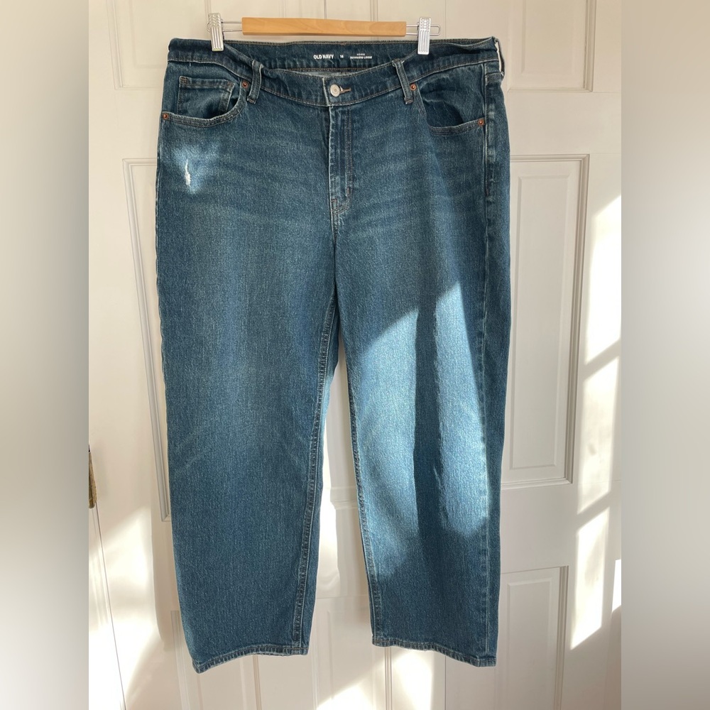 Classic Blue Boyfriend Jeans - Women's Relaxed Fit